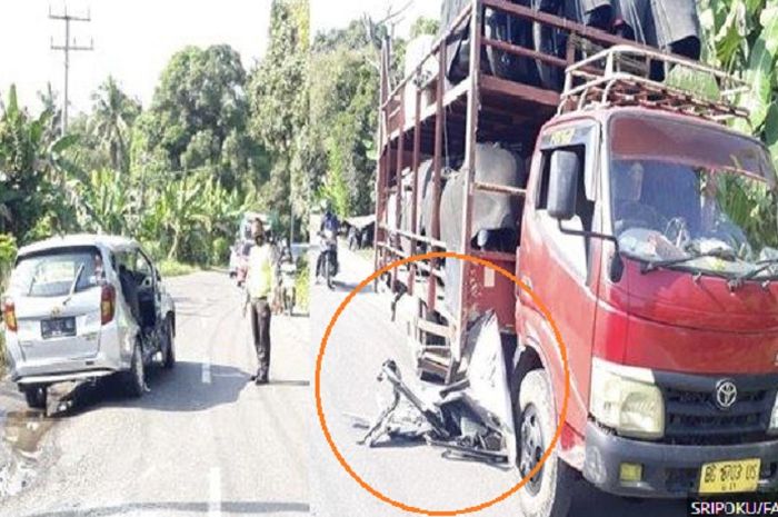 Kondisi Daihatsu Sigra yang mengalami kecelakaan.