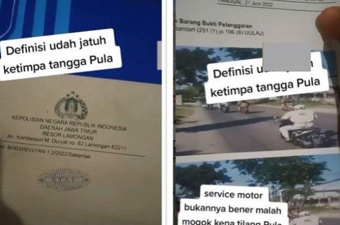 Surat tilang elektronik gara-gara mekanik bengkel tak menggunakan helm saat jajal motor.