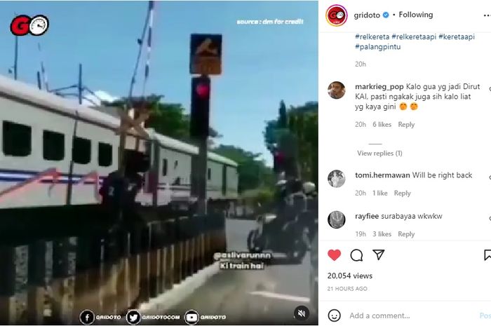 Palang pintu kereta api yang sukses bikin para pengendara dan netizen terheran-heran.