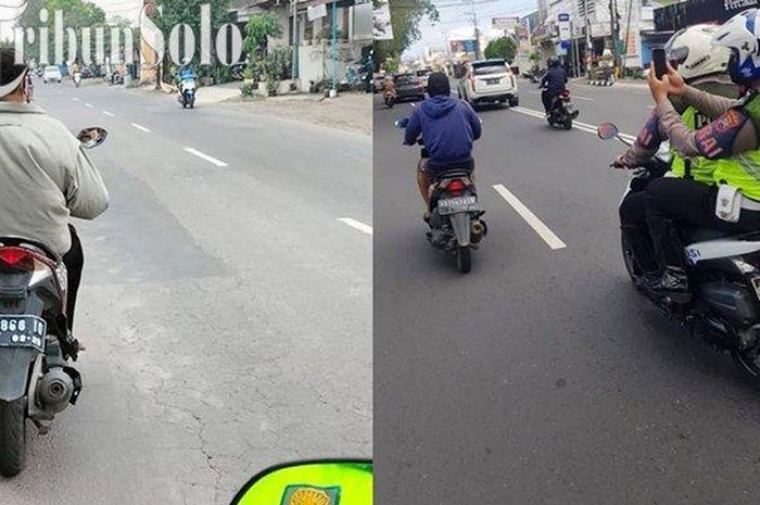 Polisi tilang pakai HP kepada pemotor yang tidak pakai helm