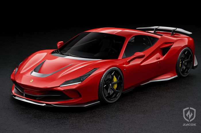 Modifikasi Ferrari F8 Tributo garapan Zacoe pakai body kit yang terispirasi dari pesawat jet tempur