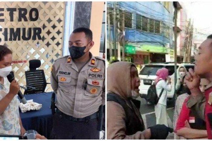 (KIRI) HFR, mahasiswi yang gigit polisi di Jakarta Timur menangis meminta maaf atas kesalahannya dan (KANAN) Viral video HFR dan Iptu Rano terlibat cekcok karena tak terima dihentikan saat lawan arus lalu lintas. 