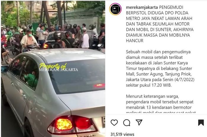 Toyota Vios lawan arah dan tabrak sejumlah pengendara bikin warga emosi. Terkuat DPO Polisi kasus penyekapan