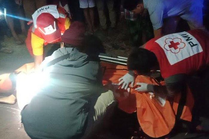 Kondisi korban  yang naas akibat truk gagal menanjak di Jalan Jurang Wiloso, Desa Gondowangi, Kecamatan Wagir, Kabupaten Malang , Rabu (13/07/2022) malam.