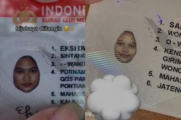 Hasil foto SIM, hijab hilang tinggal wajah saja yang tercetak 