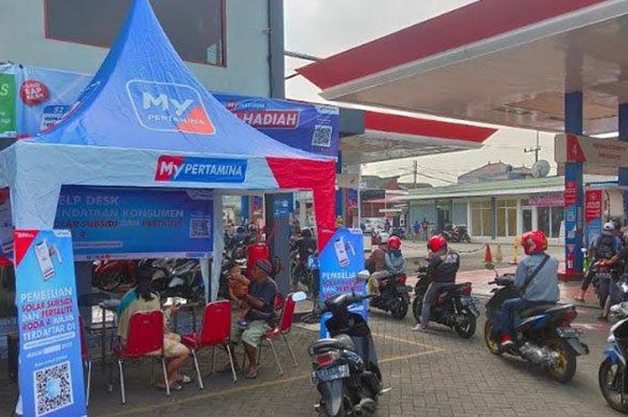 Booth layanan Pertamina di SPBU jalan terusan Sulfat Kota Malang