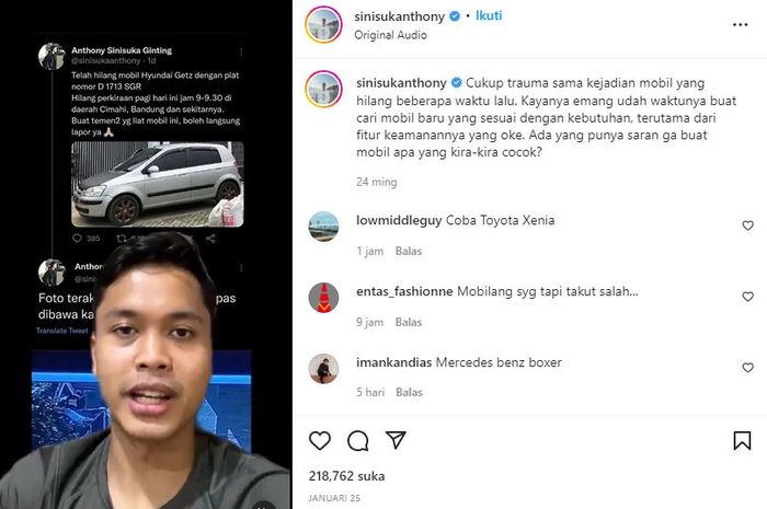 Hyundai Getz milik orangtua pebulutangkis Anthony Ginting pernah dicuri maling, begini kisahnya.