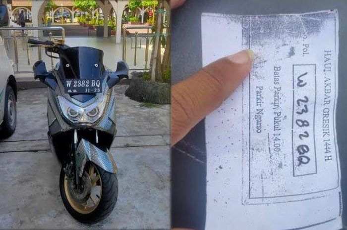 Yamaha NMAX yang digondol maling di parkiran Haul Akbar Gresik, Minggu (31/07).