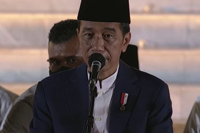 Presiden Joko Widodo saat sambutan acara Zikir dan Doa Kebangsaan di Istana Merdeka, (1/8/22)