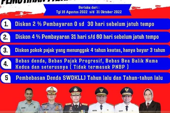 Mulai 16 Agustus 2022, pemutihan pajak kendaraan di Kalimantan Timur enggak cuma ada diskon.