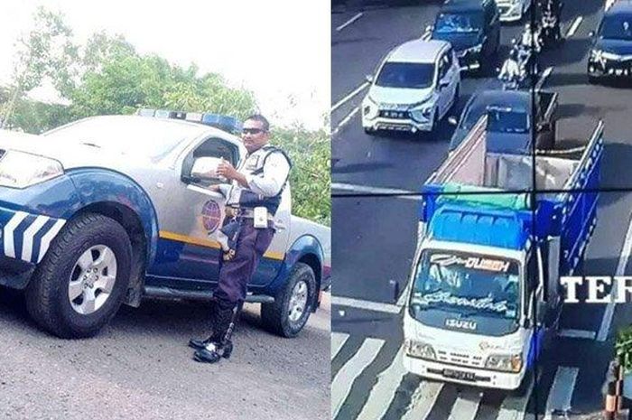 Kolase: Aji Nugroho PNS korban tabrak lari (kiri), dan Tangkapan layar CCTV terkait truk yang diduga melakukan tabrak lari (kanan)  