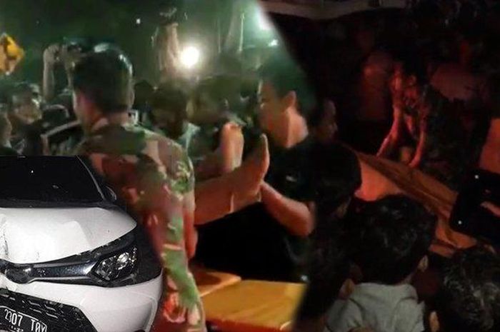 Proses evakuasi sopir Toyota Avanza nopol B 2307 TOX yang tewas setelah sengaja ditembak di simpang Gampong Beusa, desa Alue Bu Jalan, Peureulak Barat, Aceh Timur