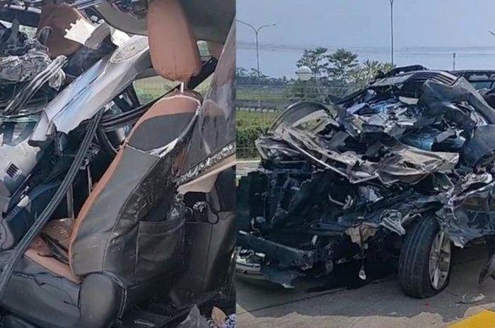 Kondisi Toyota Kijang Innova yang ditumpangi ayah Wakil Gubernur Jawa Timur, Emil Dardak bernama Achmad Hermanto Dardak hancur menghantam truk