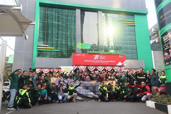 Pegadaian Motorcycle Club saat menggelar kegiatan sunday morning riding alias sunmori pada Minggu (21/8/2022)