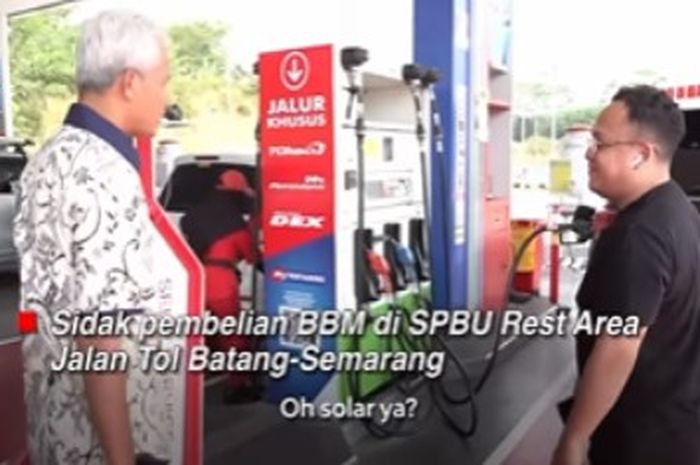 Ganjar Pranowo sidak SPBU Pertamina, imbau orang kaya beli Pertamax.