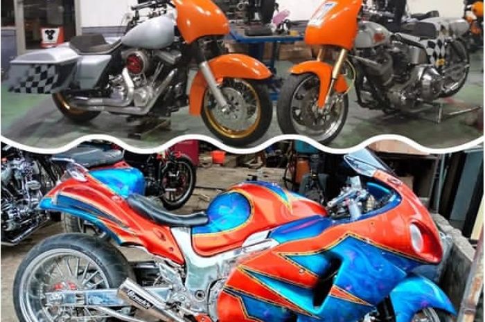 Dua unit motor, Harley-Davidson Dyna dan Road King yang akan dipakai Jusri di HDCI Drag Race Seri 1