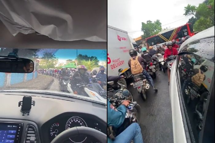 Deretan pemotor melaju lawan arah sampai bikin pengendara lain emosi.