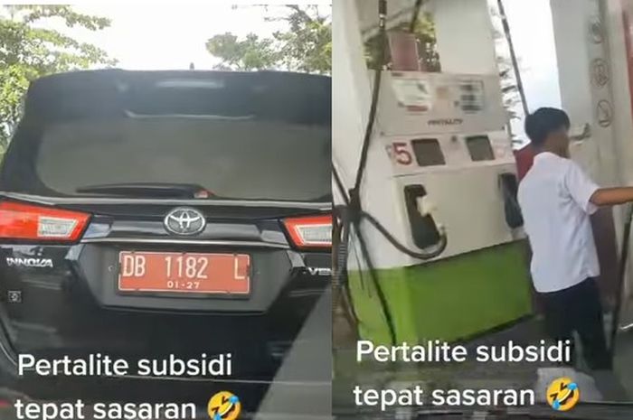 Toyota Kijang berpelat merah isi BBM bersubsidi di SPBU Pertamina viral di Instagram.