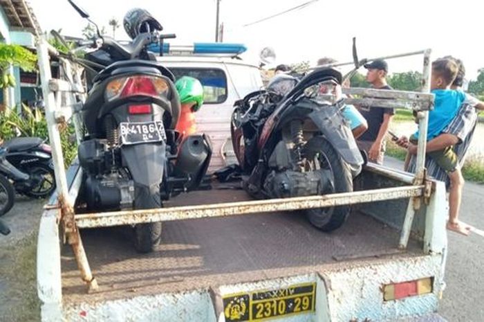 Beberapa motor yang ditangkap pihak berwajib usai dihajar Honda Brio di Yogyakarta.