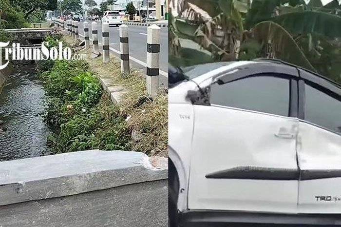 Penampakan Toyota Rush yang mengalami kecelakaan di Jalan Raya Solo-Sragen, Rabu (21/9/2022).