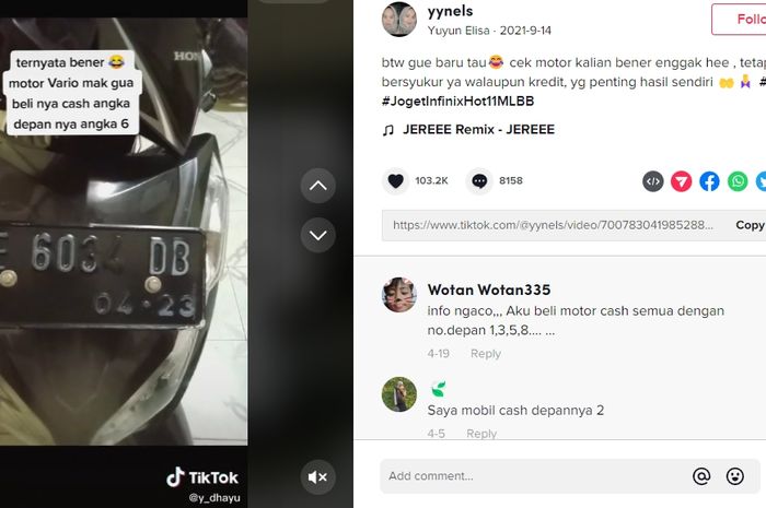 Viral video yang menarasikan kendaraan yang beli cash atau kredit bisa ketahuan dari angka awal pelat nomornya.