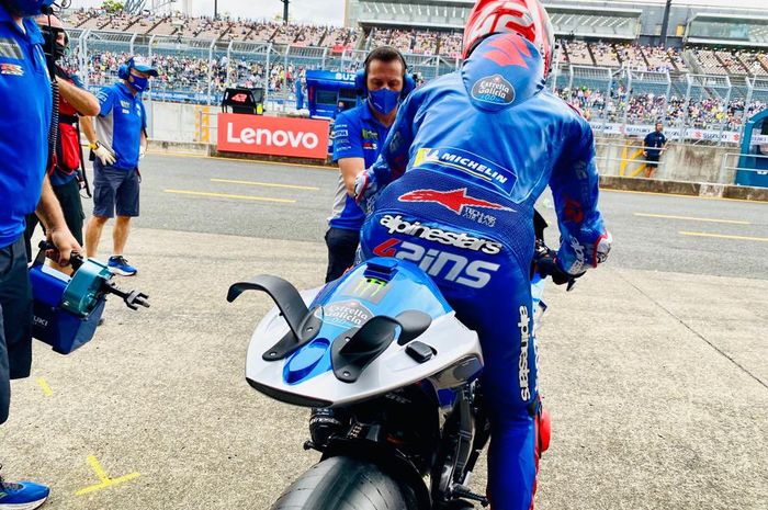 Sayap belakang di Suzuki GSX-RR Alex Rins kala FP1 MotoGP Jepang 2022 (23/9)