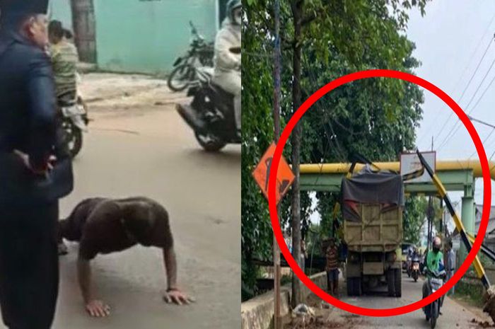 tangkap layar video Waketu DPRD Depok menghukum sopir truk push up di pinggir jalan, ini masalahnya.