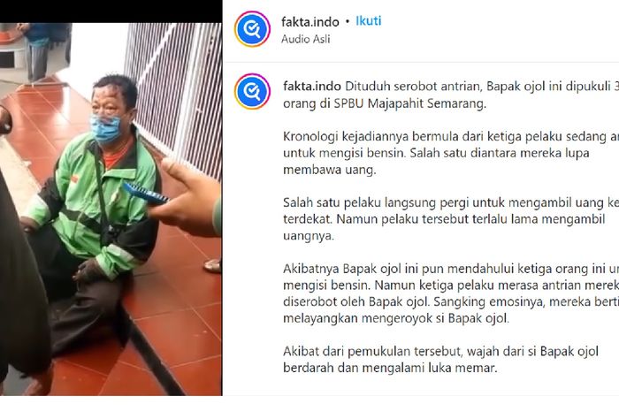 Driver ojol dipukuli karena serobot antrian 