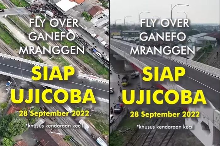 Flyover Mranggen di Kecamatan Mranggen, Demak, Jawa Tengah (Jateng) mulai diuji coba.