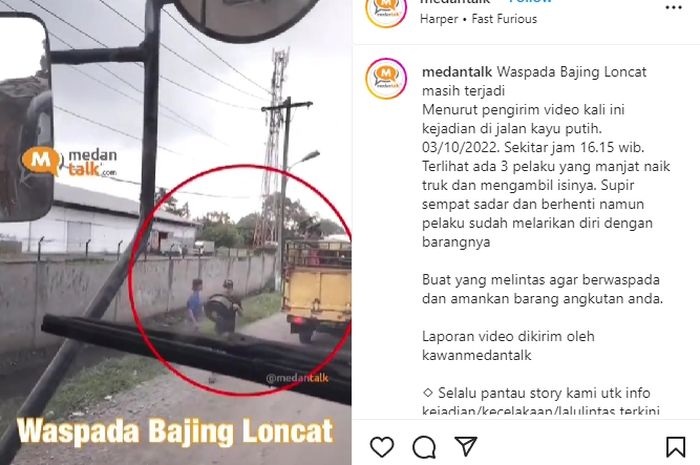 Rekaman aksi bajing loncat di Kota Medan viral belakangan ini.