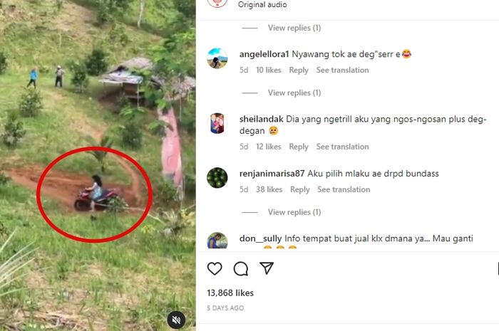 Tangkapan layar video pemotor Yamaha Aerox 155 nekat nanjak bukit terjal.