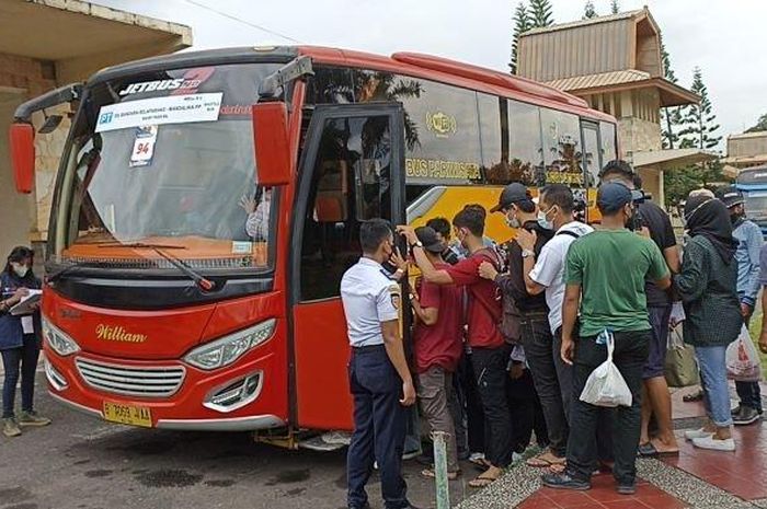 Ilustrasi bus gratis rute Mataram-Sirkuit Mandalika.