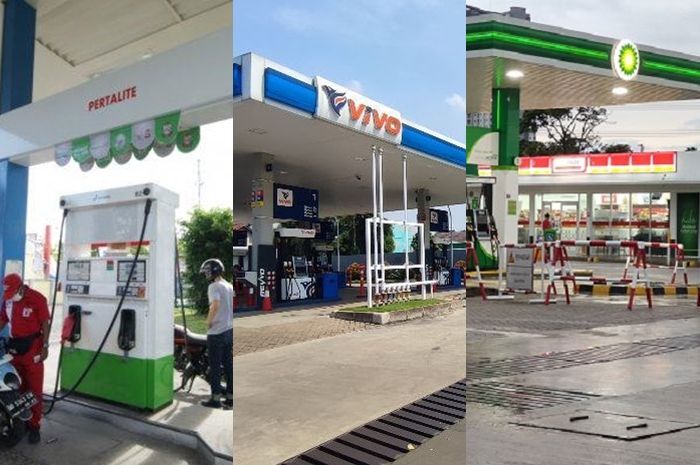 Foto ilustrasi SPBU Pertamina, Vivo dan BP-AKR. 
