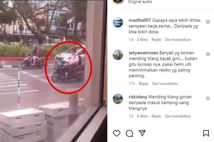 Pemotor Honda Vario enggak sadar kalau diriya ketiban apes.