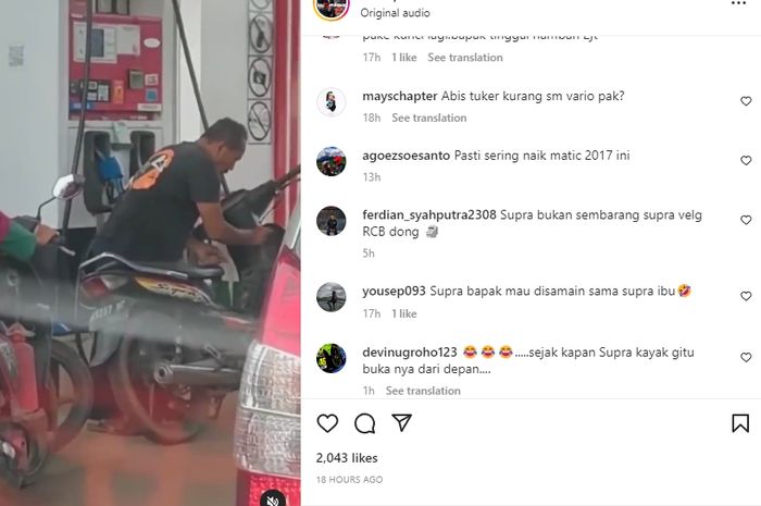 Bapak-bapak pemilik Honda Supra X dibikin puyeng pas mau isi BBM.