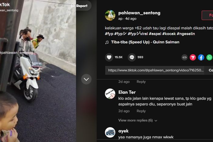 Ulah pemotor Yamaha NMAX satu ini, bikin pekerja aspal jalan cuma bisa melongo.