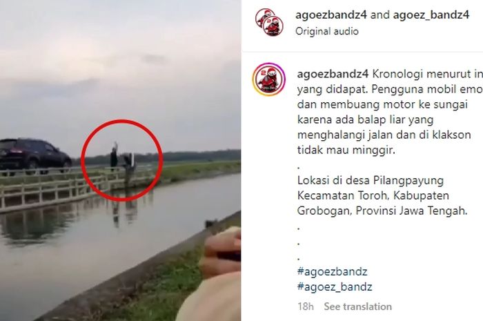 Viral insiden pengemudi Mitsubishi Pajero Sport, dorong Yamaha Vega R ke sungai di media sosial.