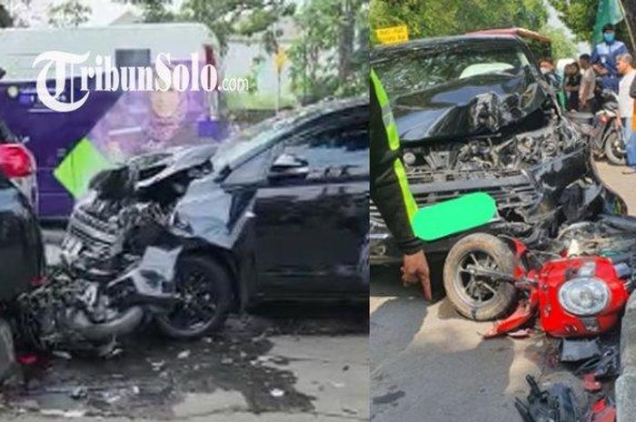 Kondisi Honda Scoopy dan Toyota Innova yang remuk akibat kecelakaan di Solo, Kamis (17/11/2022).