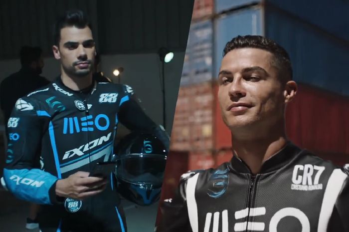 Tak cuma nongol di Piala Dunia 2022, Cristiano Ronaldo juga sempat tampil di iklan provider MEO 5G bersama Miguel Oliveira.