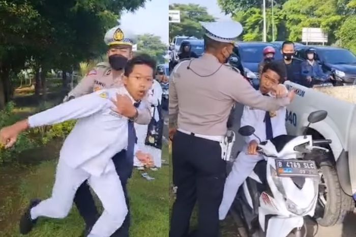 Pelajar yang kendarai Honda BeAT saat marah ke perekam video. 