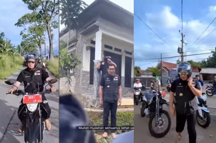 Ridwan Kamil datangi lokasi pengungsian korban gempa Cianjur naik Yamaha WR 155R.