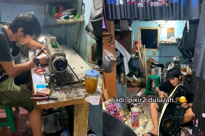 Bintang sinetron Misteri Gunung Merapi, Reiner Manopo bikin heboh netizen gara-gara dikira banting setir jadi tukang servis jok motor.