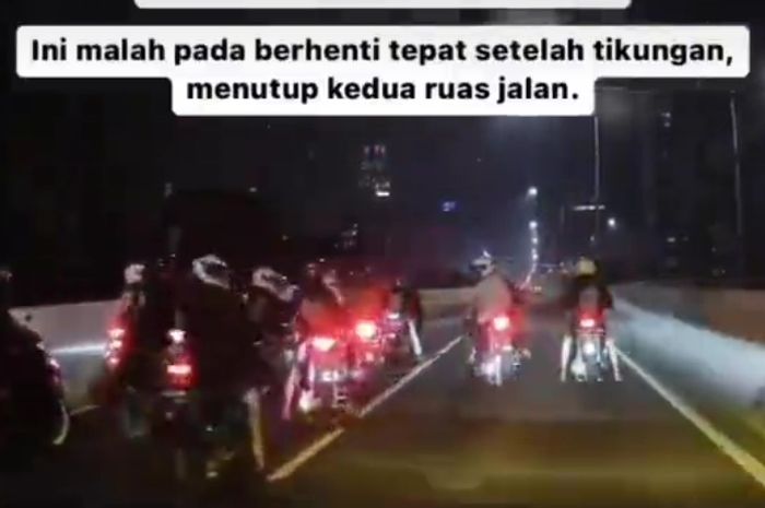 Rombongan diduga komunitas aerox adu balap di JLNT