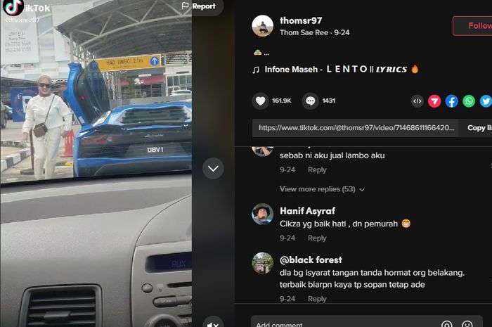 Penumpang Lamborghini Aventador satu ini, sukses dapat banjir pujian dari netizen.