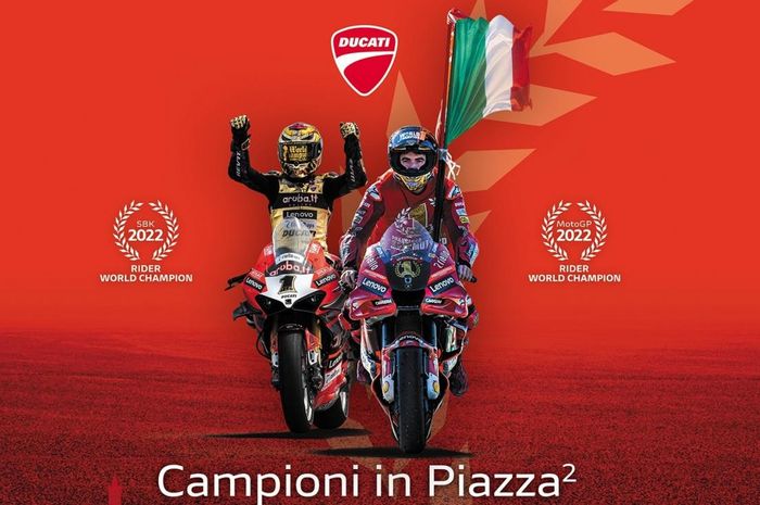 Ducati akan merayakan gelar juara dunia MotoGP dan WorldSBK 2022 di Piazza Maggiore, Bologna.