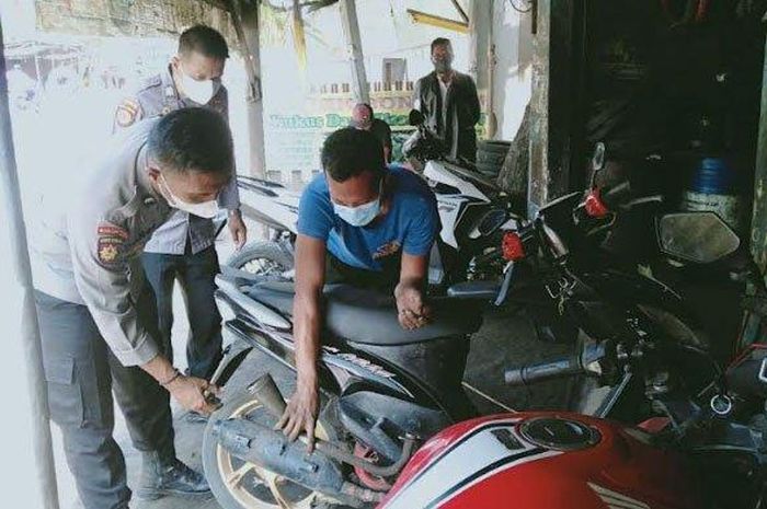 ilustrasi razia knalpot brong yang dilakukan Satlantas Polres Bantul.