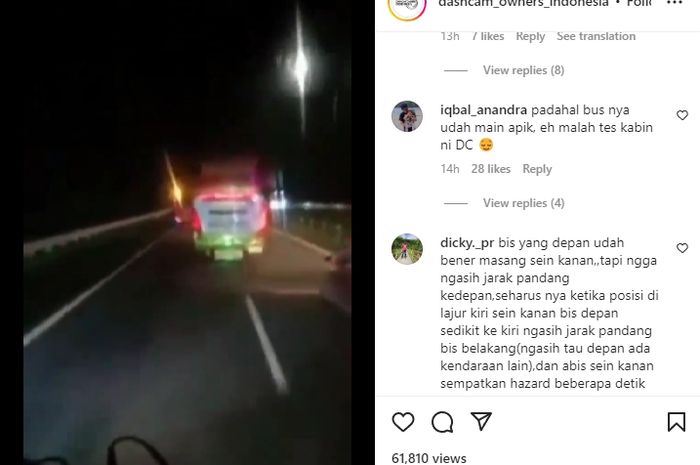 Nekat mengekor bus, pengemudi di video ini berakhir hantam kendaraan lain di jalan tol.