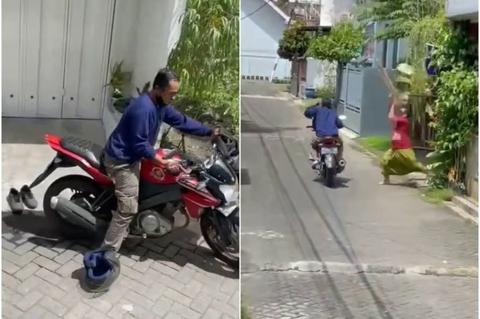 Viral maling naik Yamaha V-Ixion ketahuan saat beraksi di kosan putri Jalan Simpang Sunan Kalijaga, Kota Malang, Jawa Timur.