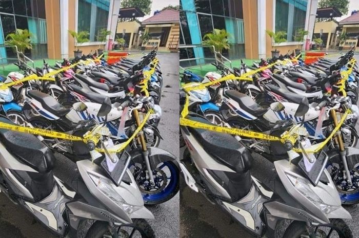 Beberapa motor curian yang diamankan di Polres Tangerang Selatan.
