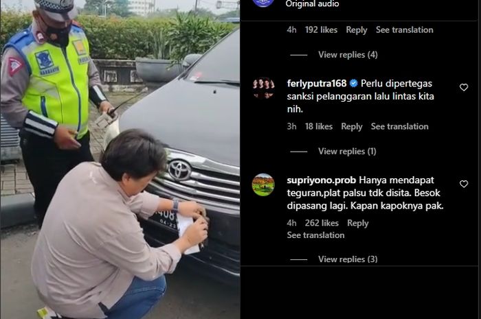 Toyota Kijang Innova dicegat polisi gara-gara pakai pelat nomor RFN palsu di Cawang, Senin (26/12/2022).